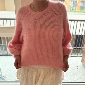 Pink Sweater and White Skirt Set